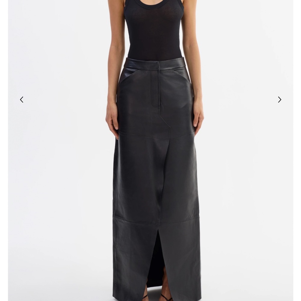 NWT Lamarque Mariette Black Leather Maxi Skirt